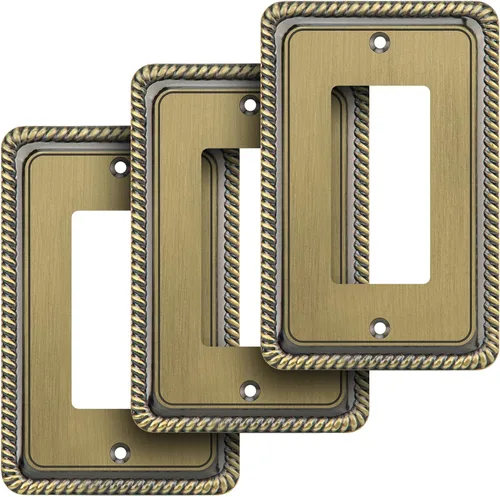 Vista 36 de Henne Bery Rope Edge - Placa decorativa de pared para interruptor (placa lisa, 2 unidades, bronce antiguo)