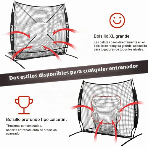Vista 6 de Storgem 6'X6' Baseball Softball Practice Net with Strike Zone & Bow Frame