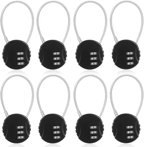 Vista 15 de Moxweyeni Paquete de 16 candados combinados de alambre de 3 dígitos, pequeño combo de equipaje, candado de cable para exteriores, impermeable