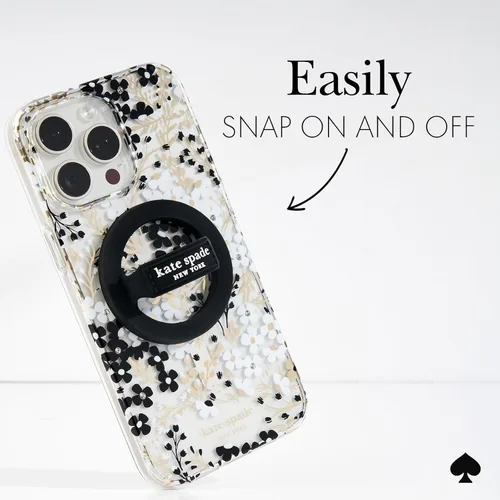 Vista 4 de Kate Spade New York Agarre magnético para móvil con asa - Desmontable y plegable - Negro Stylish Designer Phone Holder for Hand - Removable and