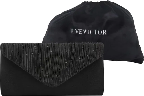 Vista 6 de Evevictor Bolsos de mano para mujer, bolso de mano formal de noche, sobre de hombro, bolso de fiesta para boda, cóctel, baile de graduación, Negro