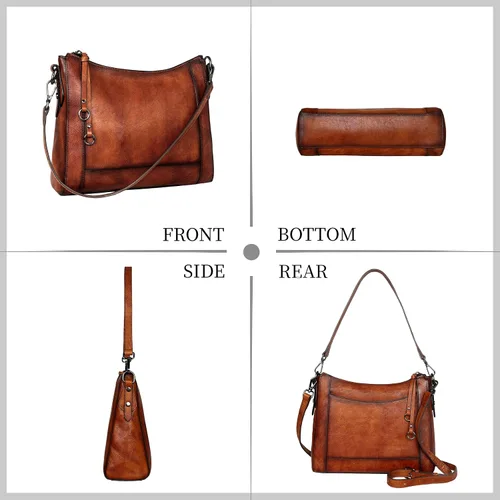 Vista 4 de Iswee Bolsos cruzados de cuero para mujer, bolso de hombro mediano Hobo de piel auténtica, carteras y bolsos