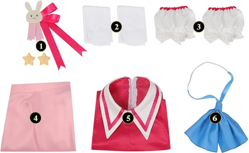 Vista 4 de Disfraz de anime Oshi No Ko Hoshino Ai Cosplay falda con tirantes Lolita para mujer, traje para Halloween, juego de rol, fiesta