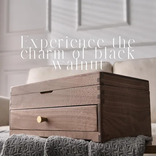 Vista 4 de Beexchange Joyero de madera de nogal negro, hecho a mano, caja de joyería clásica. Joyeros y organizadores para mujeres, hombres y niñas (doble capa)