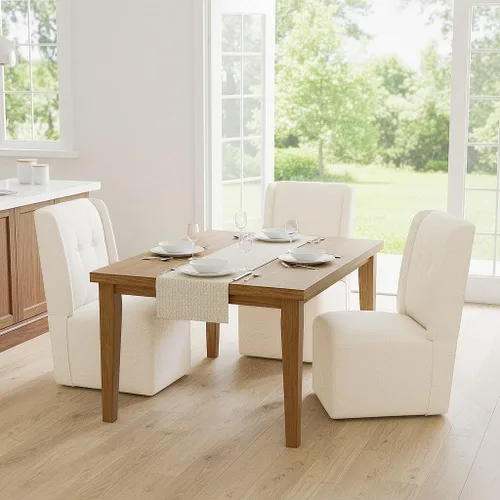 Vista 4 de Silla de comedor giratoria con ruedas, silla de comedor