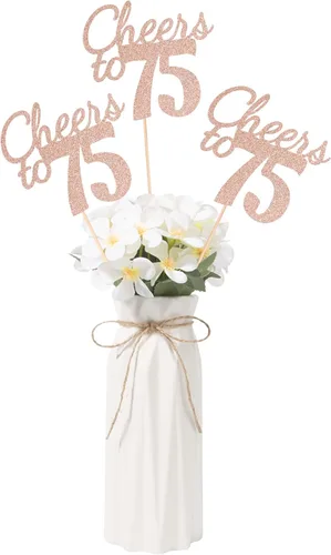 Vista 9 de Gexolenu Cheers to 21, paquete de 10 centros de mesa con purpurina dorada de doble cara para cumpleaños número 21 para mesas, palitos decorativos