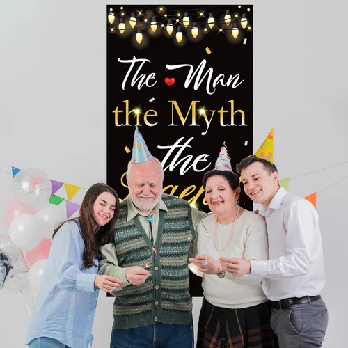 Vista 5 de Labakita Cartel para puerta de The Man The Myth The Legend, decoración de cumpleaños para hombre, pancarta de feliz cumpleaños para papá, decoración