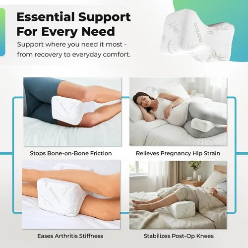 Vista 7 de Sacred Thread Almohada de rodilla de espuma viscoelástica para dormir de lado, almohada de piernas para dormir de lado con rayón derivado