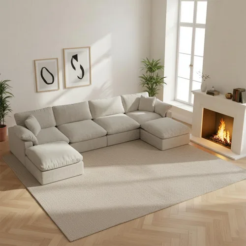 Vista 19 de Sofá modular modular con asiento profundo extra cómodo, sofás modernos negros para sala de estar, apartamento, oficina, espacio pequeño