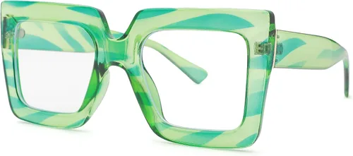 Vista 18 de Pro Acme Gafas de bloqueo de luz azul, marcos cuadrados grandes, anteojos falsos para mujer