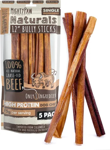 Vista 12 de Mighty Paw Naturals - Palitos masticables rizados para perros – Masticables de carne de res alimentada con pasto. Palitos para perros grandes, razas