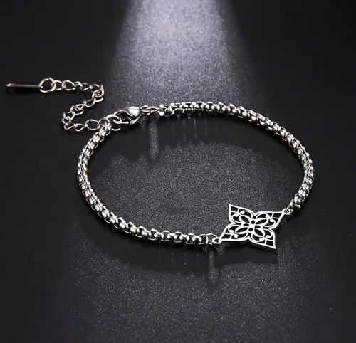 Vista 3 de Pulsera de nudo de bruja, nudo celta, símbolo de Wicca pagana, nudo mágico, pulsera de joyería de brujería, pulsera de acero inoxidable ajustable