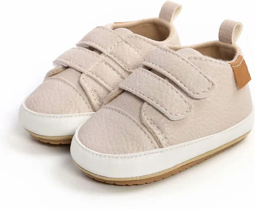Vista 4 de GAISUMMI Zapatos para bebés niños y niñas, tenis de piel sintética para recién nacidos, suela de goma antideslizante, unisex, para niños pequeños