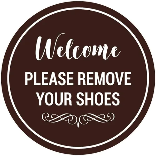 Vista 21 de Signs ByLITA Circle Welcome Please Remove Your Shoes Sign, Negro
