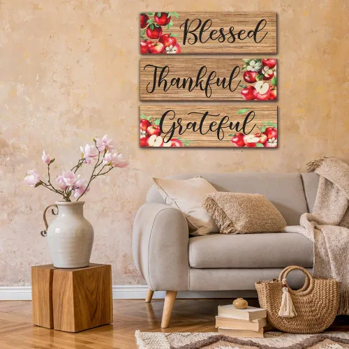 Vista 4 de Decoración artística de pared de frutas rojas para baño, rústico colgante rústico de madera