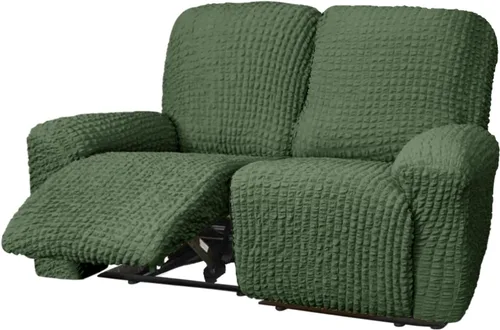Vista 46 de vctops 4 fundas para sillas reclinables con textura de sirsaca a cuadros, suaves y elásticas, protector de muebles antideslizante con parte inferior