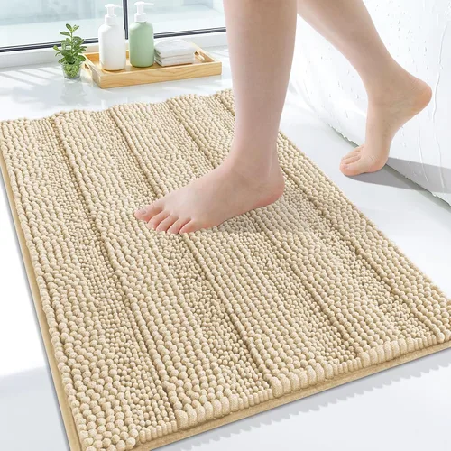 Vista 81 de Grandaily Alfombras de baño de felpilla a rayas de 24 x 16 pulgadas, extra gruesas y suaves, absorbentes, parte trasera de goma, alfombra de ducha