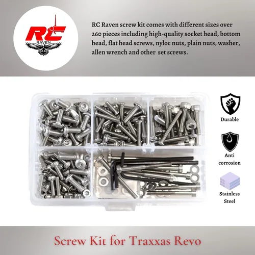 Vista 5 de Kit de tornillos y kit de piezas RC para Revo con más de 260 piezas de tornillo hexagonal de acero inoxidable RC herramienta de coche incluyendo