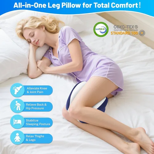 Vista 7 de Almohada de rodilla para dormir de lado, almohada para piernas con funda refrescante, almohada de espuma viscoelástica para piernas para dormir