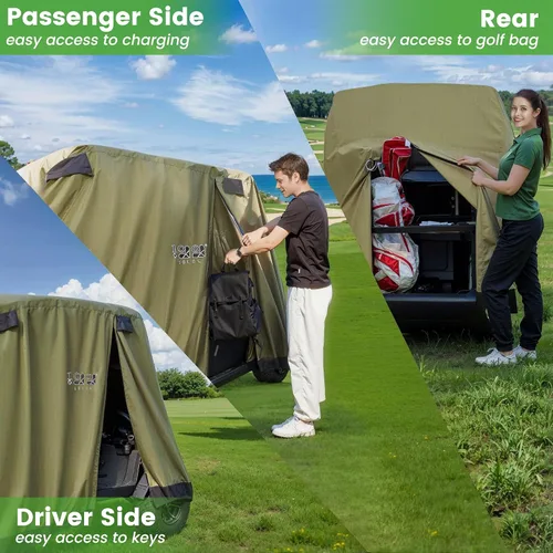 Vista 4 de 10L0L Funda para carrito de golf de 4 pasajeros se adapta a EZGO, Club Car, Yamaha, 400D, impermeable, resistente al viento, resistente al sol