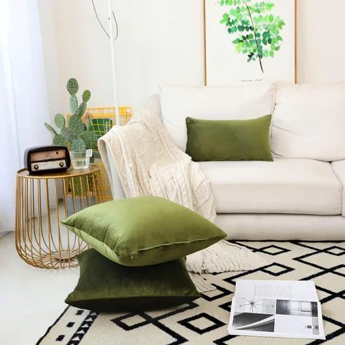 Vista 3 de Home Brilliant Funda de cojín decorativa para el hogar, en terciopelo, para sofá, silla, cama.