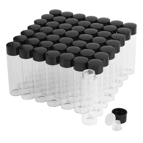 Vista 22 de 25 frascos pequeños de vidrio transparente de 1 fl oz con tapas de rosca