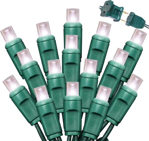 Vista 12 de LAMPHOME 100 unidades (2 paquetes de 50L) de luces de cadena, 30% de bombillas centelleantes y 70% de bombillas de luz constante, luces de Navidad