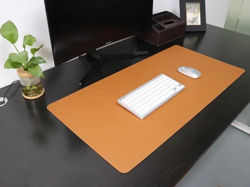 Vista 4 de MCBZ Almohadilla de escritorio de cuero, bloc de notas de cuero sintético, almohadilla de escritorio para cuaderno, alfombrilla para mouse