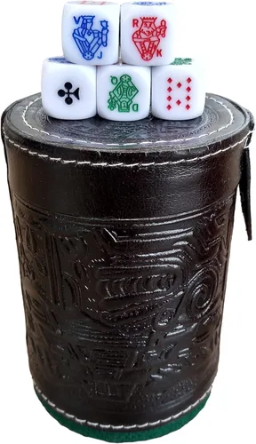Vista 7 de marquez Juego de dados de póquer de copa con forro de cuero (cubilete)... Negro