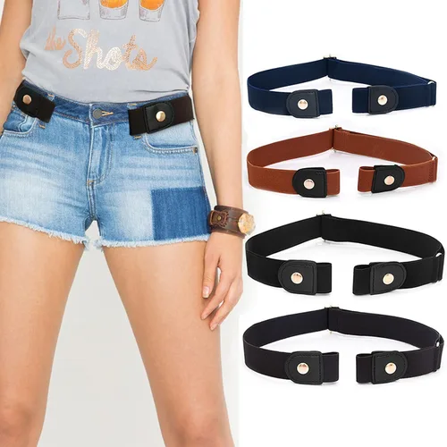 Vista 2 de Paquete de 34 cinturón invisible para mujer, sin hebilla, ajustable, elástico, elástico, para jeans, pantalones, vestidos