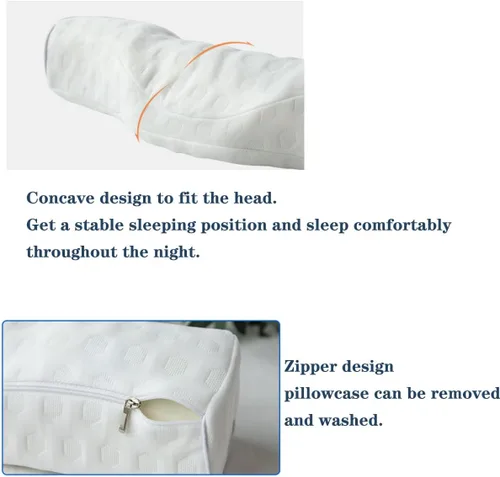 Vista 4 de Almohada cervical para el cuello para aliviar el dolor de dormir, almohada cervical de espuma viscoelástica para aliviar el dolor de cuello rígido