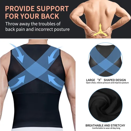 Vista 3 de Camisas de compresión para hombres Shapewear Adelgazar Tank Tops Abdomen Shaper Chaleco Abs