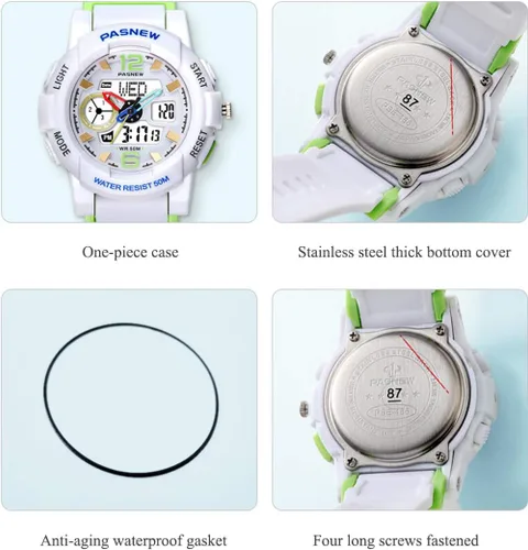 Vista 6 de PASNEW Kids Watch Multifunction Digital-Analog Sport Boys Watches,Outdoors Watches for Boys 50M Waterproof