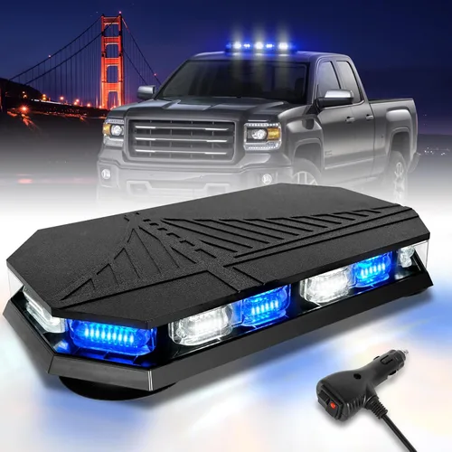 Vista 14 de HLauto Barra de luces estroboscópicas de emergencia 406D en la azotea, 102 LED ámbar mini faro de seguridad intermitente barra de luces de tráfico