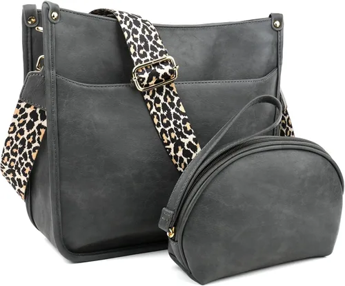 Vista 7 de KOGTLA Bolsos cruzados de cuero Hobo con correa de guitarra para mujer