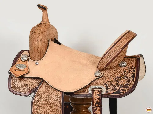 Vista 5 de HILASON Flex Tree Western Horse Saddle in American Leather Barrel Trail for Horses