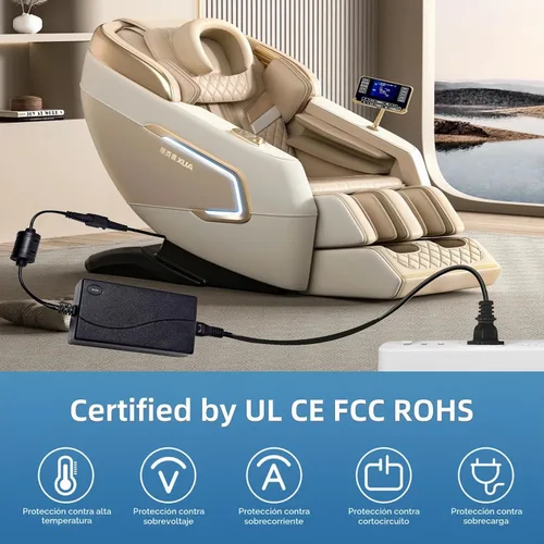 Vista 3 de Cable de alimentación universal para silla reclinable, adaptador de corriente de 2 pines con cable de extensión para silla elevadora, sofá