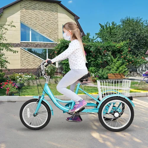 Vista 8 de LILYPELLE Triciclo triciclo de 16 pulgadas para principiantes y bicicletas de 3 ruedas de una sola velocidad, bicicletas de tres ruedas con cesta