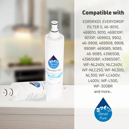 Vista 9 de Filtro de agua de repuesto para refrigerador Whirlpool ED5PHEXMT00, compatible con cartucho de filtro de agua para refrigerador Whirlpool 4396508