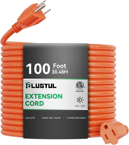 Vista 8 de Cable de extensión para exteriores de 6 pies Cable de extensión de 3 clavijas de calibre 16/3, 13A 1625 W SJTW, certificación ETL, ideal