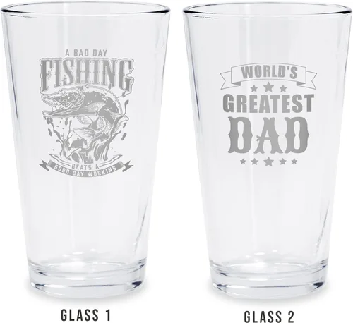 Vista 2 de Bad Bananas Regalos de pesca para hombres, vasos de cerveza de 16 onzas para pescador, regalos de pesca para papá, esposo y abuelo, juego de 2