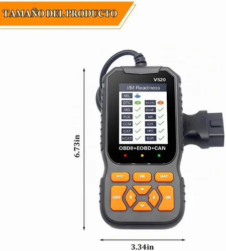 Vista 2 de Herramienta de diagnóstico del escáner de coche OBD2, V520 vehículo OBDII lector de código de motor con código de falla de borrado, probador