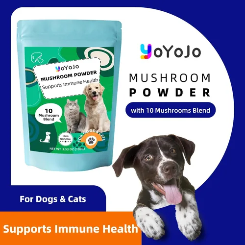 Vista 2 de Extracto de hongos en polvo para perros y gatos – Complejo de 10 hongos suplemento para mascotas para inmunidad, salud celular, cognición