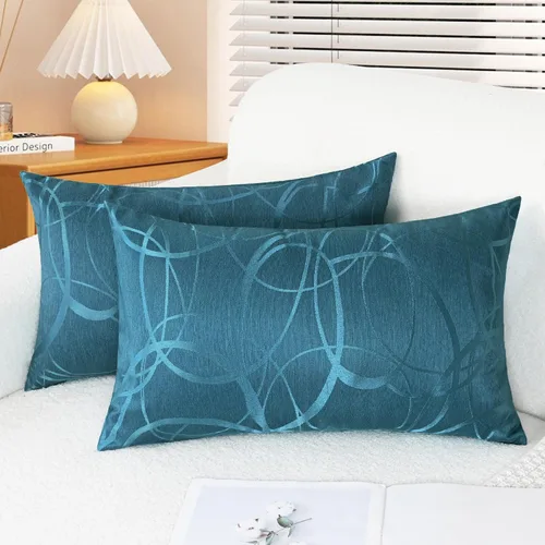 Vista 27 de CaliTime Fundas de Almohadas Decorativas Paquete de 2 Modernas Brillantes y Opacas Contraste Círculos Anillos de Acento Geométrico Fundas de Cojines