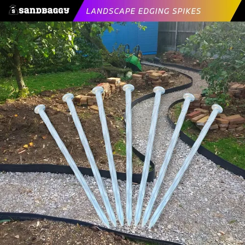 Vista 9 de Sandbaggy Estacas galvanizadas de 6 pulgadas para bordes de paisaje, clavos de paisaje en espiral, acero de calibre 7, ideales para suelos rocosos
