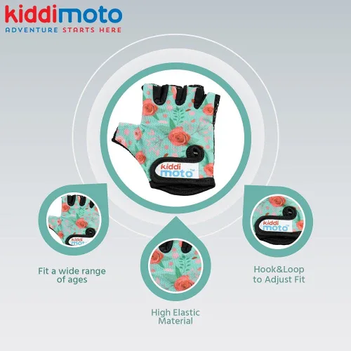 Vista 4 de Kiddimoto Kids Cycling Gloves Anti-Slip Kids Bike Gloves for Boys and Girls Fingerless Kids Mountain Bike Gloves for BMX, MTB Riding, Gymnastics