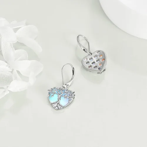 Vista 231 de Aretes colgantes con forma de lágrima de filigrana de piedra lunar de plata de ley 925 con cierre de palanca para mujer, regalos de joyería