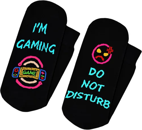 Vista 8 de Regalos para jugadores, calcetines divertidos para hombre regalo de cumpleaños para novio, adolescente, niños, papá, amantes de los juegos, Do Not