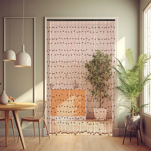 Vista 3 de Cortinas de cuentas Foreate para puertas hechas a mano con cuentas de madera y bambú estilo bohemio y hippie para colgar en pasillos y ventanas, 38