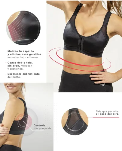 Vista 5 de Sujetador corrector de postura con cierre frontal de cobertura completa para mujer